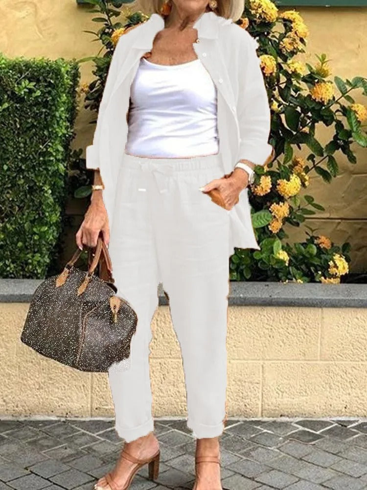 Inez™ | shirt met lange mouwen en brokaat set