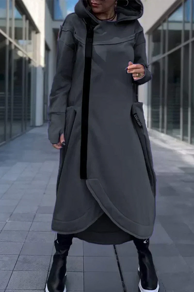 LILIANE – MODERNE LANGE COAT MET CAPUCHON