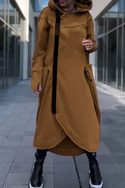 LILIANE – MODERNE LANGE COAT MET CAPUCHON