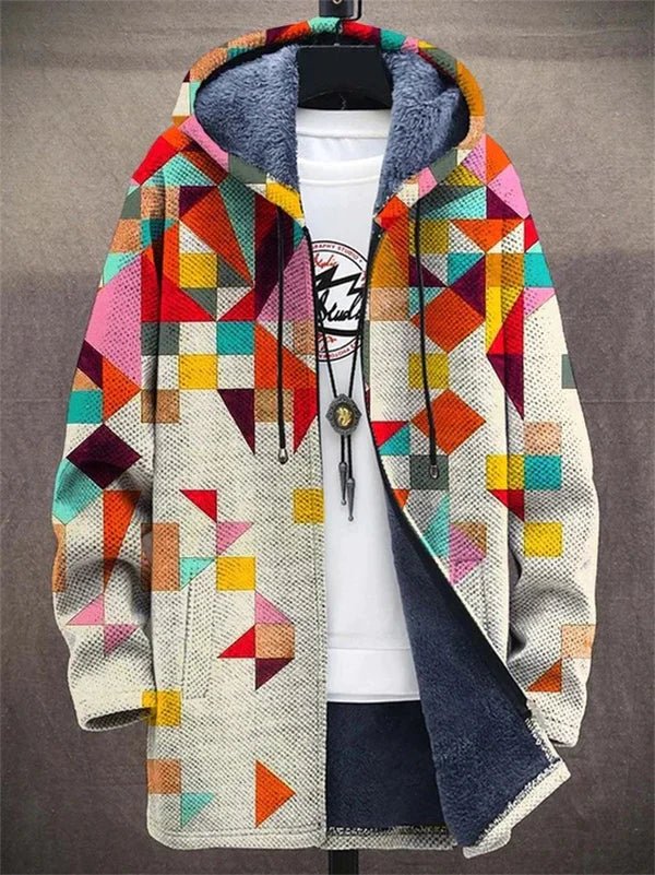 HAILEY – GEOMETRISCH PATCHWORK HOODED COAT