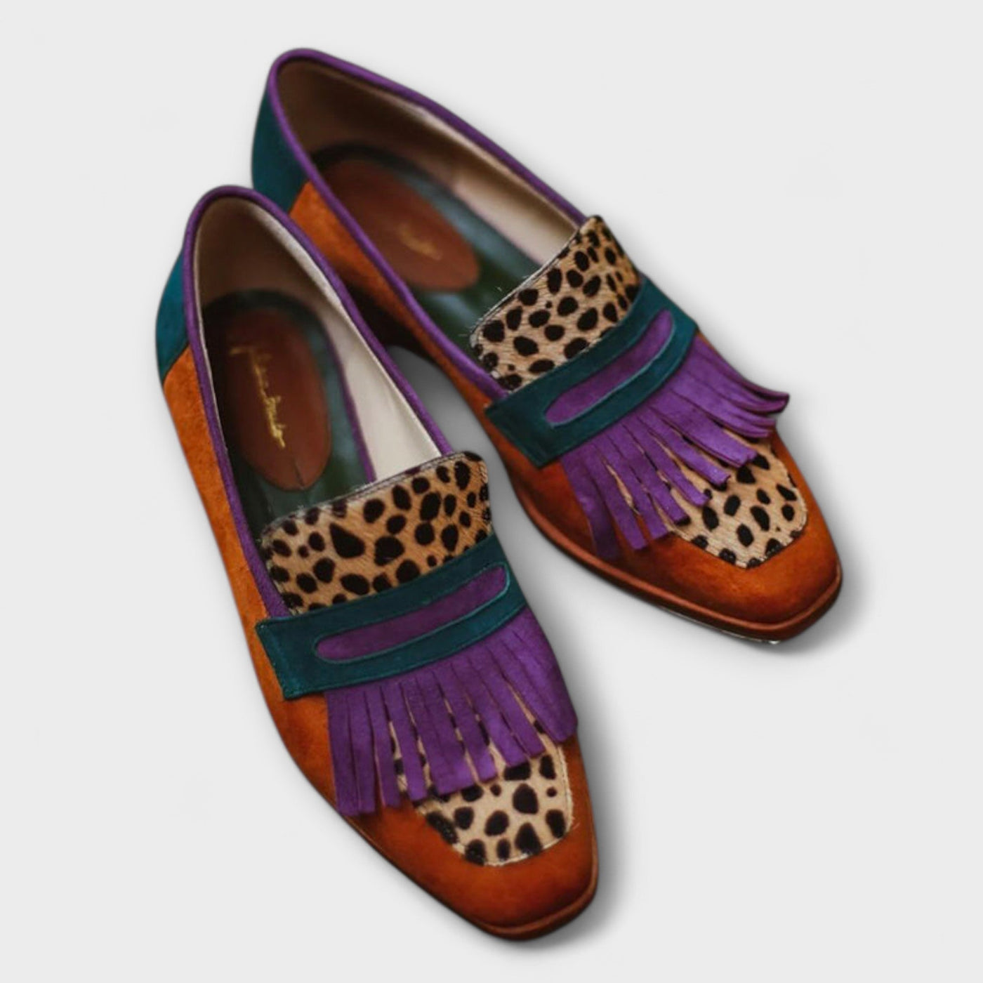 Fallon | Bruine Mocasín met Luipaardprint