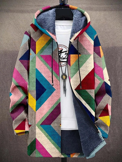 HAILEY – GEOMETRISCH PATCHWORK HOODED COAT