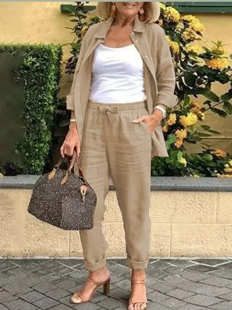 Inez™ | shirt met lange mouwen en brokaat set