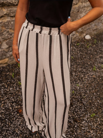 Elvira™ | Luchtige Gestreepte Zomerbroek met Wijde Pijpen