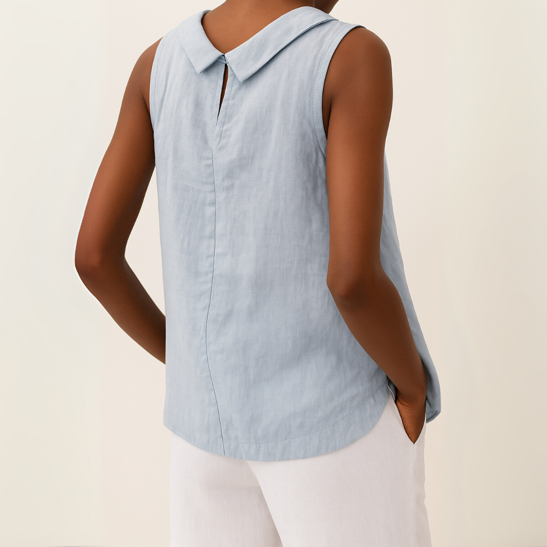 Aya™ | Mouwloze Blouse met Opstaande Kraag