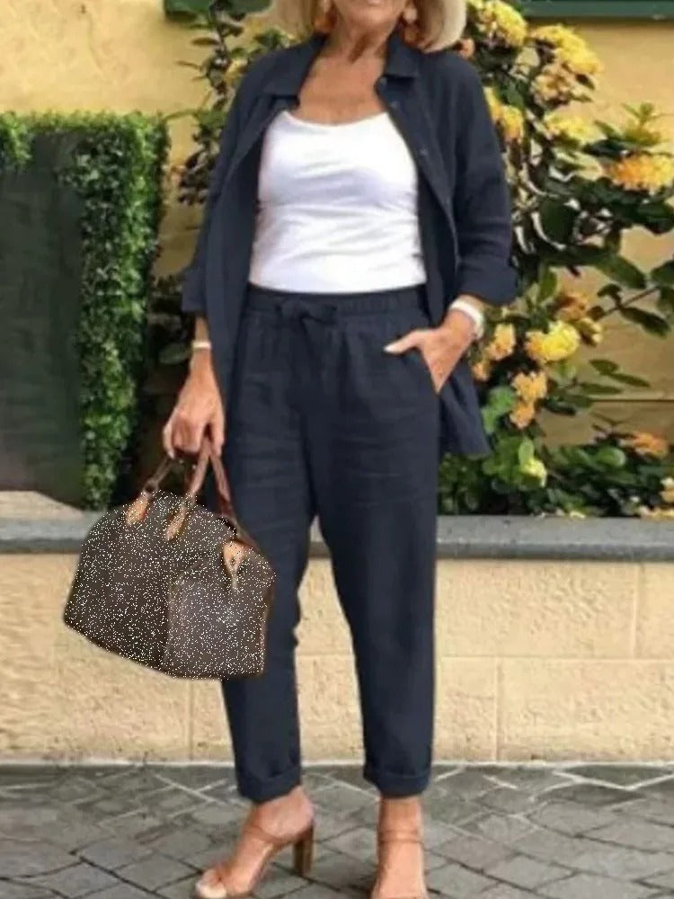 Inez™ | shirt met lange mouwen en brokaat set