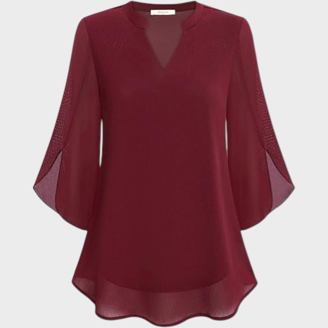 ELENA – ELEGANTE BLOUSE MET V-HALS EN LUCHTIGE UITSTRALING
