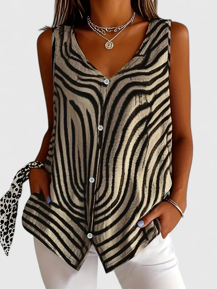 GISELLE – RELAXED V-HALS OVERHEMD MET KNOPEN