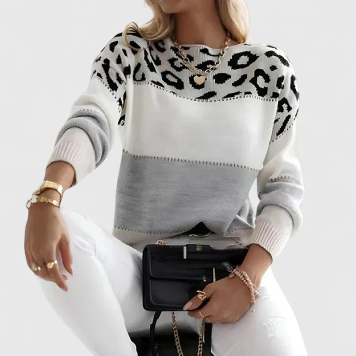 NICOLE – LEOPARD COLORBLOCK GEBREIDE TRUI