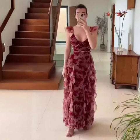 Frie™ | Gebloemde jurk met ruches