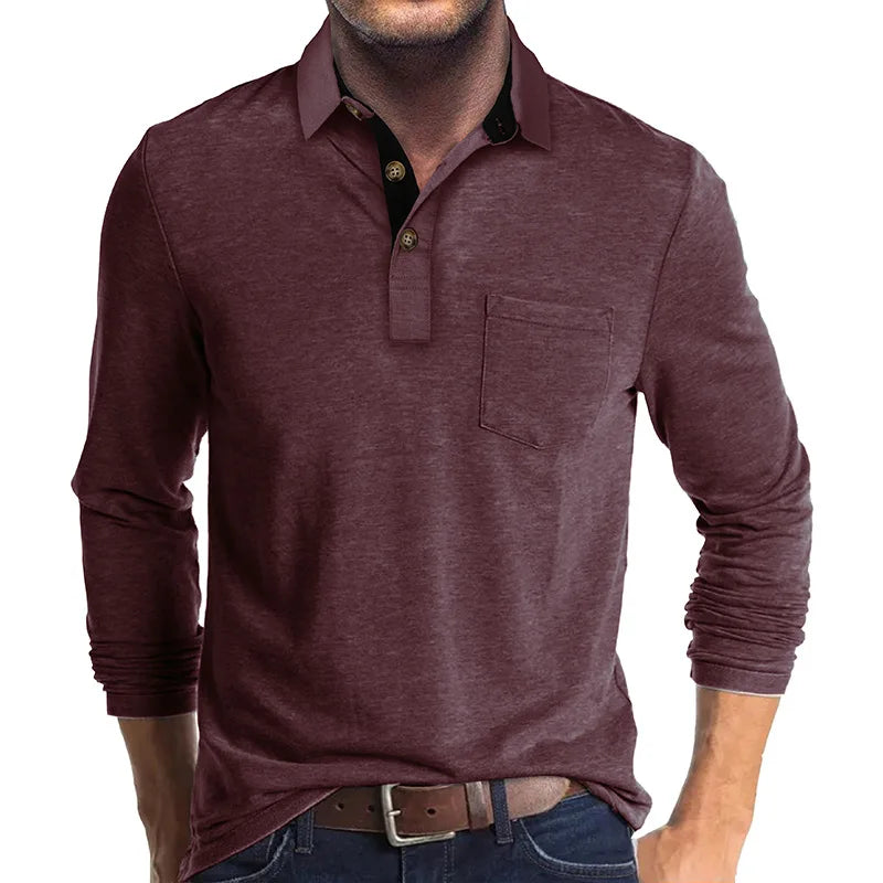 Kavin™ | Heren shirt lange mouw in Effen Kleur