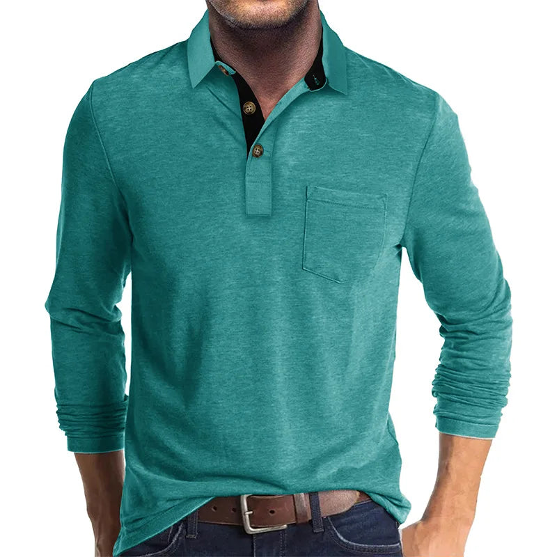 Kavin™ | Heren shirt lange mouw in Effen Kleur