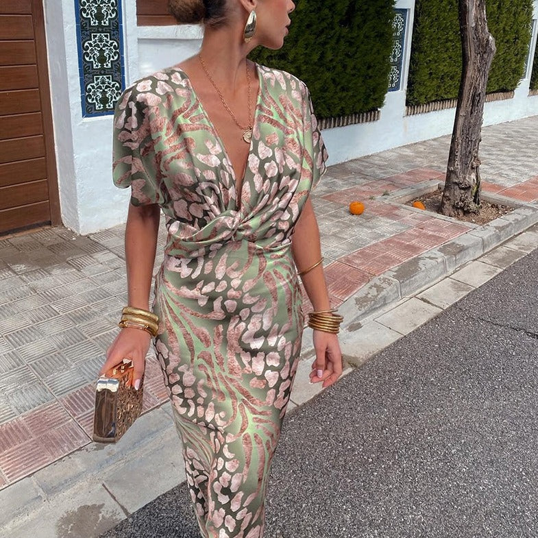 Dunya™ | Luxe Zijdezachte Maxi-jurk