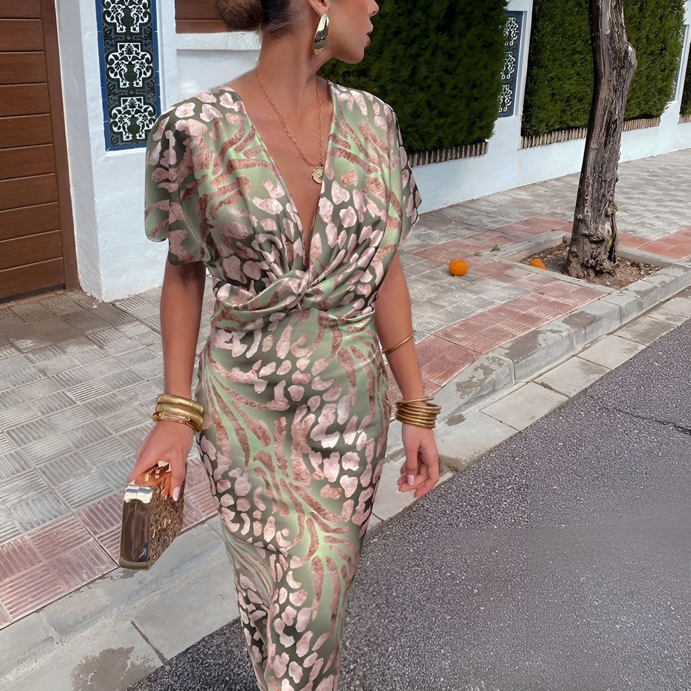 Matilda™ | Lange jurk met gedraaide V-hals