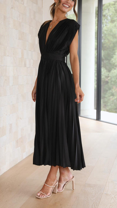 CHARLENE - ELEGANTE GEPLOOIDE MAXI-JURK