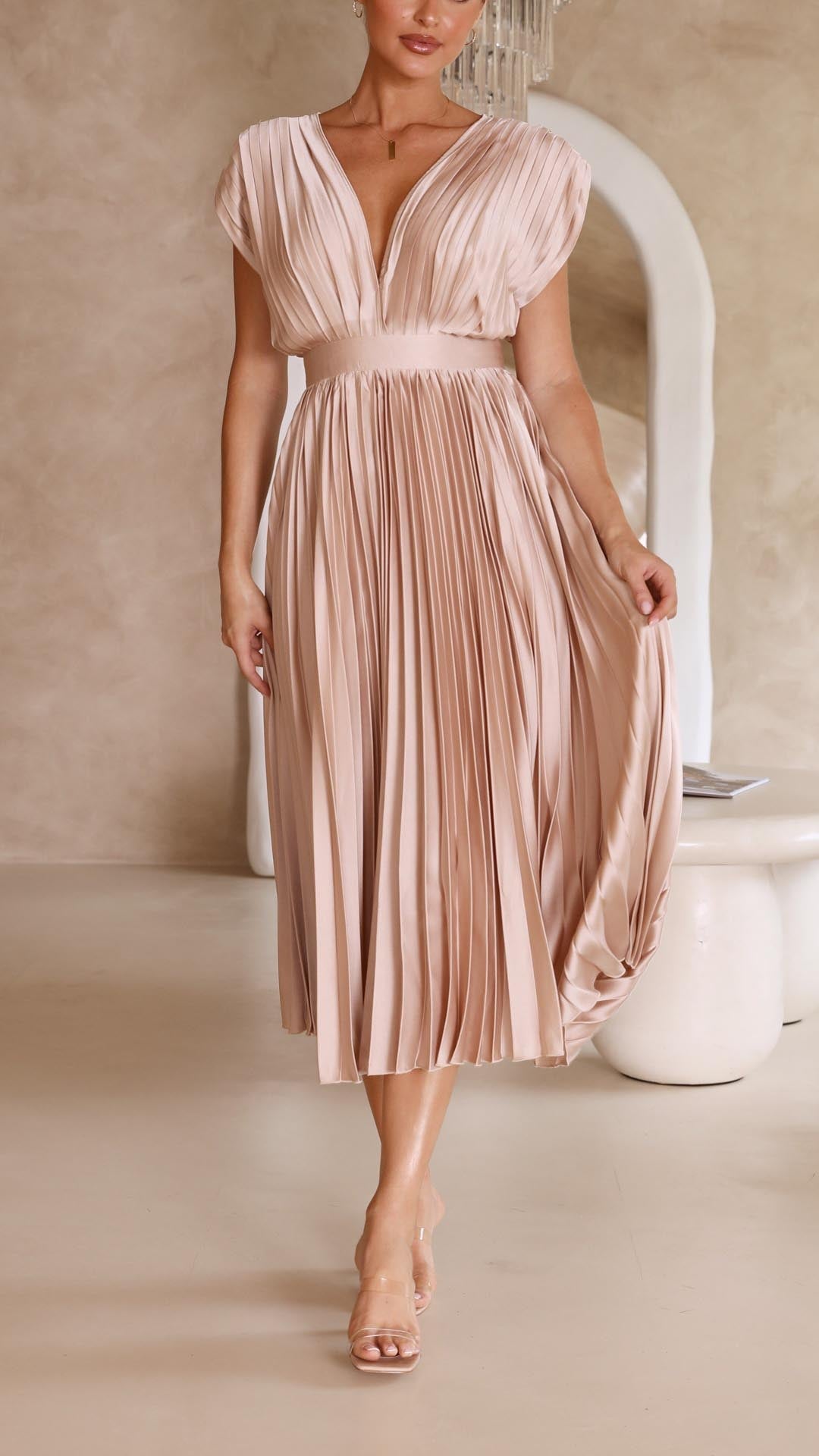 CHARLENE - ELEGANTE GEPLOOIDE MAXI-JURK