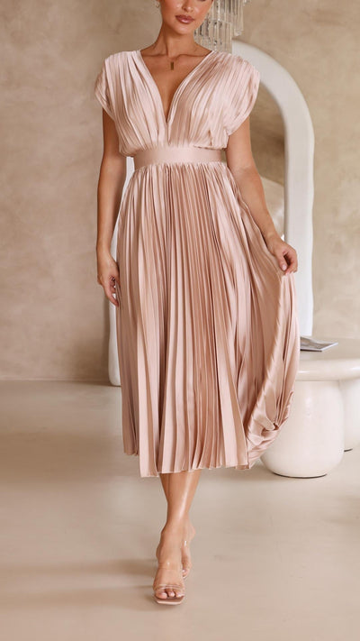 CHARLENE - ELEGANTE GEPLOOIDE MAXI-JURK