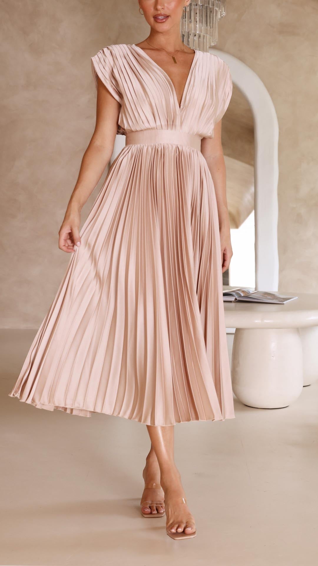 CHARLENE - ELEGANTE GEPLOOIDE MAXI-JURK
