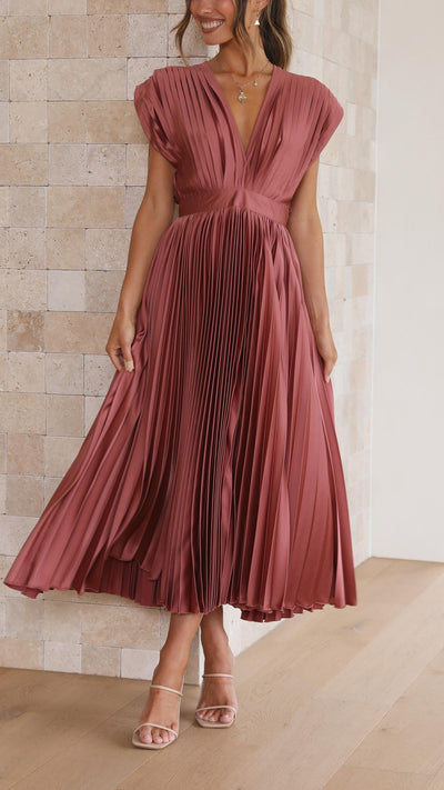 CHARLENE - ELEGANTE GEPLOOIDE MAXI-JURK