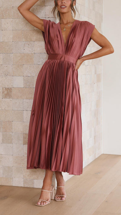CHARLENE - ELEGANTE GEPLOOIDE MAXI-JURK