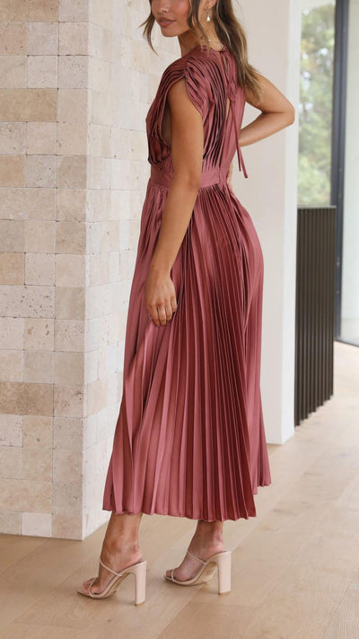 CHARLENE - ELEGANTE GEPLOOIDE MAXI-JURK