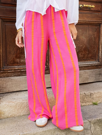 Elvira™ | Luchtige Gestreepte Zomerbroek met Wijde Pijpen