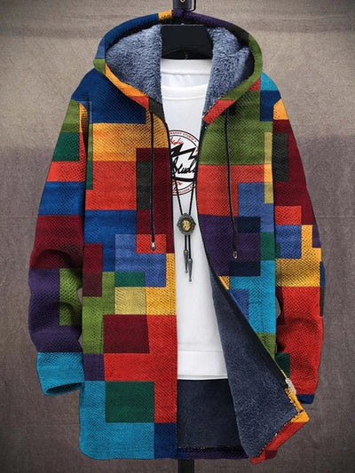 HAILEY – GEOMETRISCH PATCHWORK HOODED COAT