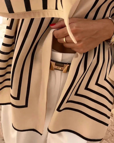 SASHA - GEOMETRISCHE GESTREEPTE GEBREIDE TOP