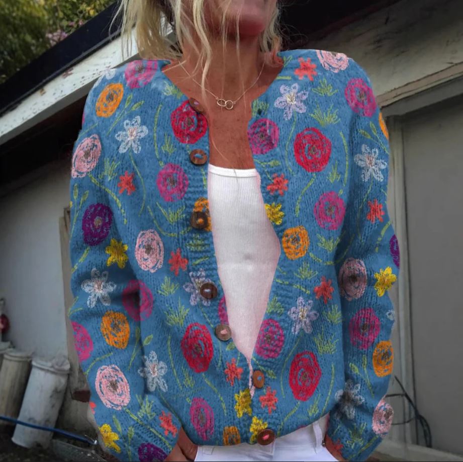 Tilda™ | Blauw vest met bloemenprint