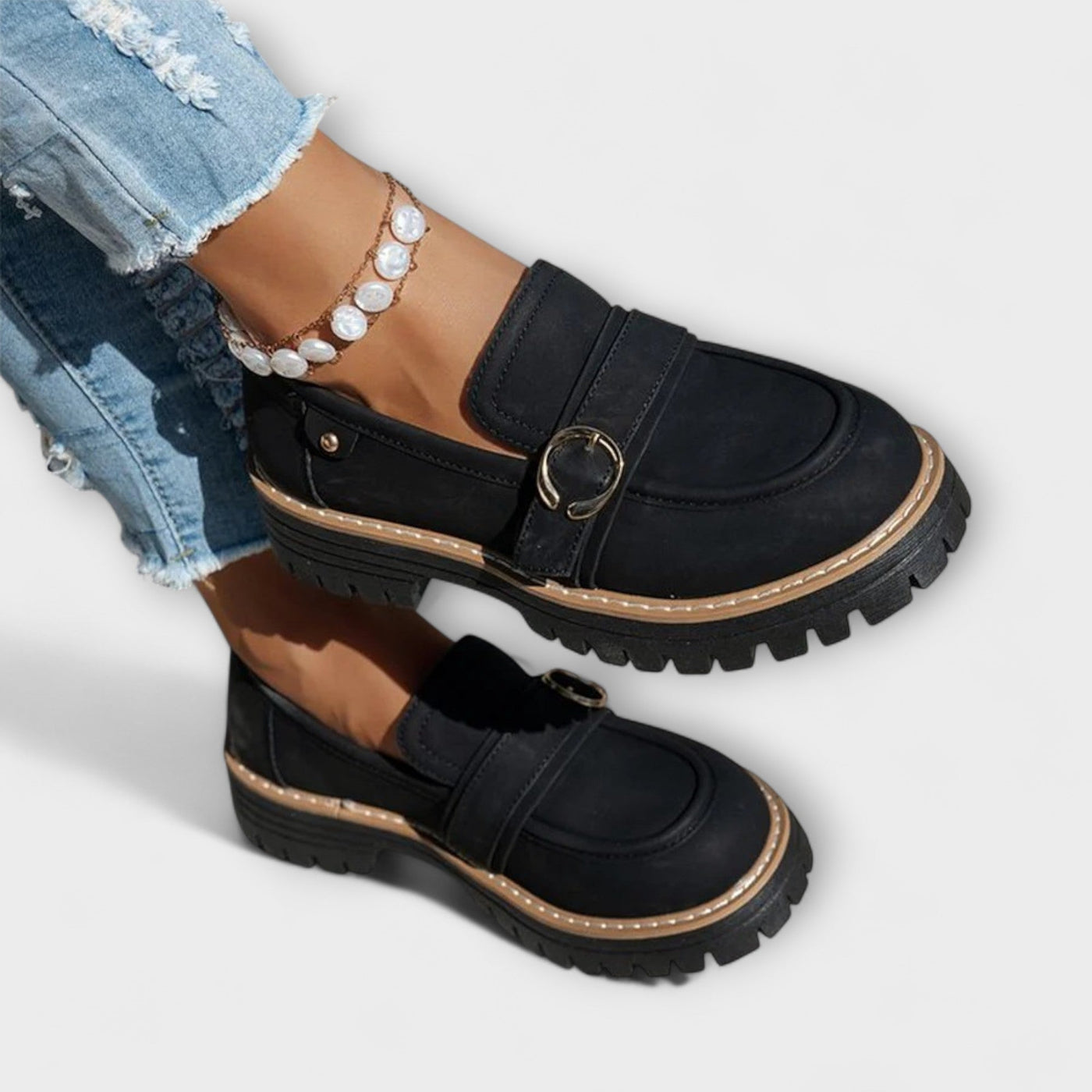 Lora | Casual Moccasins met Ronde Neus