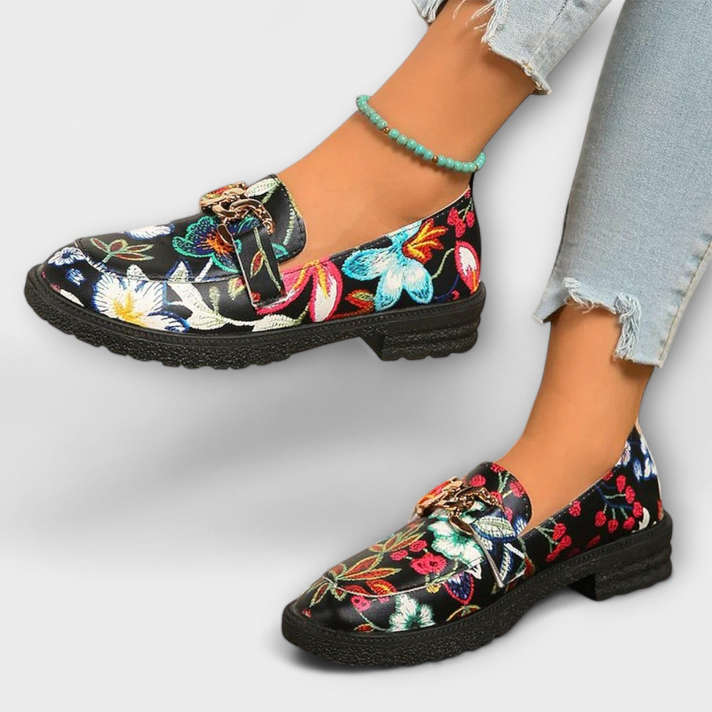 Orla | Multicolor Mocasines met Bloemenpatroon