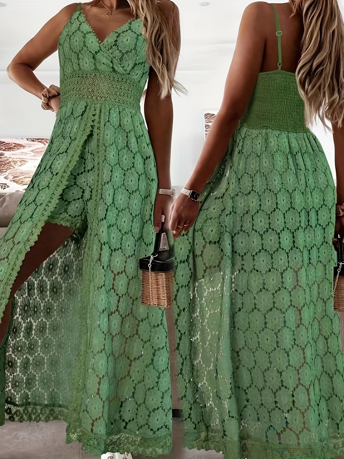 Lisanne™ | Kanten Maxi Jurk met Verfijnd Detail