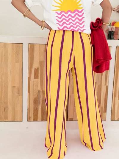 Elvira™ | Luchtige Gestreepte Zomerbroek met Wijde Pijpen