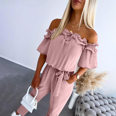 MIA – ROMANTISCHE RUFFLE OFF-SHOULDER JUMPSUIT