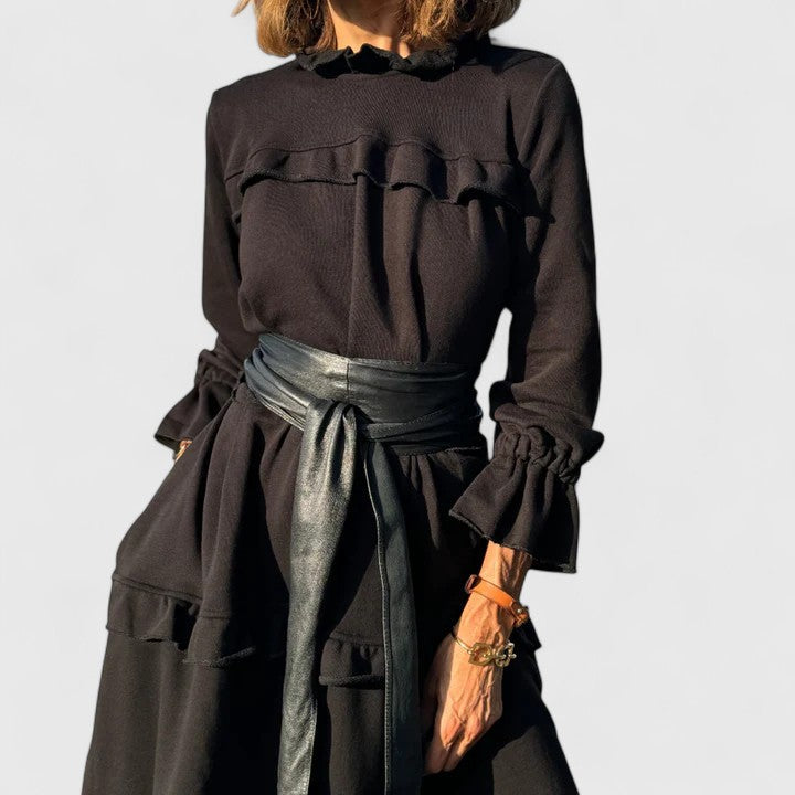 WENDY – GEFRONSDE GELAAGDE MIDI-JURK