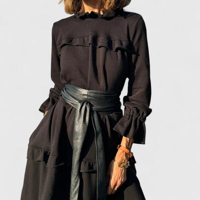 WENDY – GEFRONSDE GELAAGDE MIDI-JURK