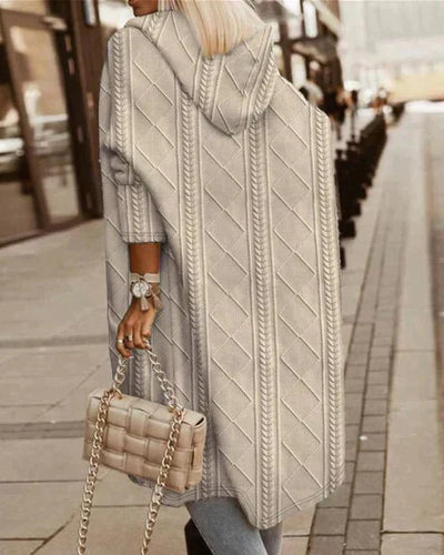 BELLE – LUXE LANGE GEBREIDE CARDIGAN MET CAPUCHON