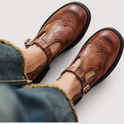 CAMILLE – VINTAGE T-STRAP LEREN SCHOENEN