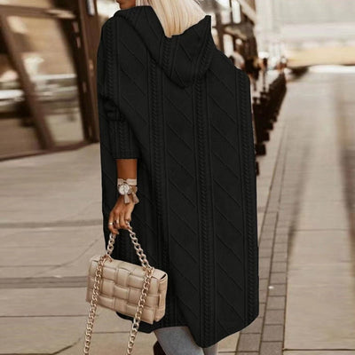 BELLE – LUXE LANGE GEBREIDE CARDIGAN MET CAPUCHON